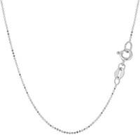 14k White Gold Diamond Cut Bead Chain Necklace, 1.0mm