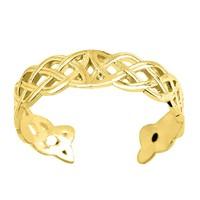 14k yellow gold celtic knot weave design cuff style adjustable toe rin ...