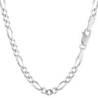 14k White Gold Classic Figaro Chain Necklace, 3.9mm