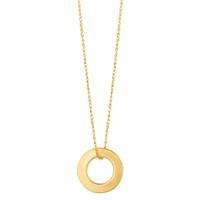 14k Yellow Gold Circle Shaped Pendant On 18\" Necklace