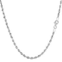 14k White Gold Solid Diamond Cut Royal Rope Chain Necklace, 2.5mm