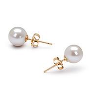 14k Gold White 6.5-7mm AAAA Freshwater Pearl Earring