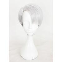 14Inches Short Silver Gray YURI on Ice Victor Nikiforov Synthetic Anime Cosplay Wig CS-317A