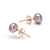 14k Gold Lavender 6.5-7mm AAA Freshwater Pearl Earring