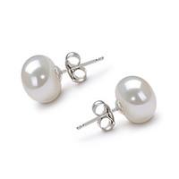 14k Gold White 9.5-10mm AA Freshwater Pearl Earring