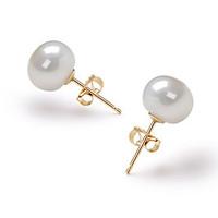 14k Gold White 7.5-8mm AAA Freshwater Pearl Earring