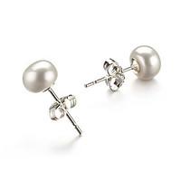 14k Gold white 6.5-7mm AA Freshwater Pearl Earring