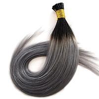 14-24 Ombre 1B Silver Grey Pre Bonded Keratin Hair Extension Flat Tip Fushion Hair 1g/s Human Hair