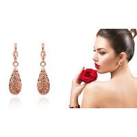 14 Karat Rose Gold Laser Cut Drop Down Earrings