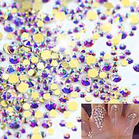 1440pcs SS3-16 New Gold Flat Back Crystal For 3D Nail Art Decorations Clear Glass Stones DIY Rhinestones