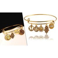 14K Gold Plated Vintage Friends Charm Bracelets - 8 Styles, Buy 1 or 2