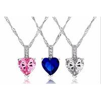 £14 instead of £99.99 for a heart simulated sapphire pendant necklace in clear blue or pink from GameChanger Associates - save 86%