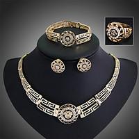 14K Rose-Gold-Filled Austrian Crystal Ancient Egyptian Culture Necklace Bracelet Earrings Ring Jewelry Sets