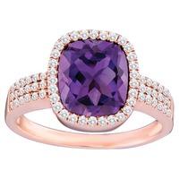 14ct Rose Gold Amethyst Diamond Cluster Ring SKR11996 14ct M