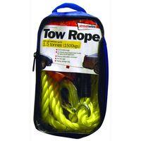 15 tonne yellow braided tow rope with 2 metal s hooks