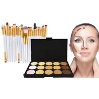 15 shade contouring palette with 20 piece make up brush set