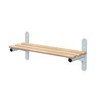1500MM WALL MOUNTED BENCH - TYPE F WITH SILVER FRAME AND ASH SLATS