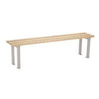 1500MM LENGTH BENCH SEAT, SILVER FRAMES, 3NO ASH HARDWOOD SLATS