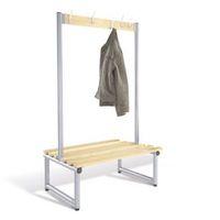 1500mm double sided cloakroom unit with sliver frame and ash slats