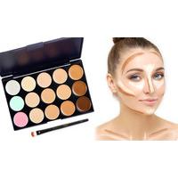 15-Shade Contouring Palette & Glamza Foundation Make Up Brush