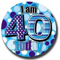 15cm Blue Male\'s Age 40 Jumbo Birthday Badge