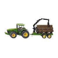 1:50 Siku John Deere Tractor With Forestry Trailer Model