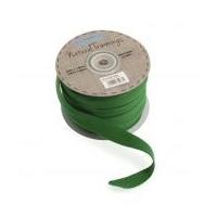 15mm Christmas Cotton Herringbone Trimming Green