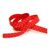 15mm Spotty Polka Dot Printed Cotton Ribbon Tape Red/White