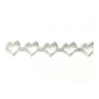 15mm Satin Cut-Out Hearts Trimming Silver