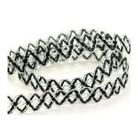 15mm Lurex Metallic Zig Zag Trimming Silver & Black