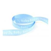 15mm Baby Printed Cotton Ribbon Tape Blue
