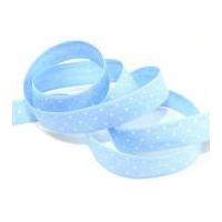 15mm spotty polka dot printed cotton ribbon tape bluewhite
