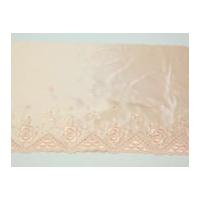 15cm Embroidered Satin Lace Trimming Peach