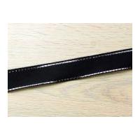 15mm Wired Satin Grosgrain with Silver Lurex Ribbon Black & Silver
