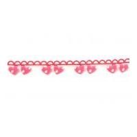 15mm Spotty Hearts Garland Ribbon Pink