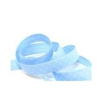 15mm Spotty Polka Dot Printed Cotton Ribbon Tape Blue/White