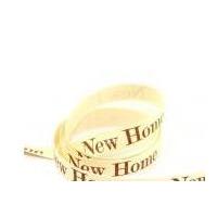 15mm New Home Printed Cotton Ribbon Tape Cream & Brown