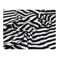 15mm wide stripe print scuba stretch jersey dress fabric black white