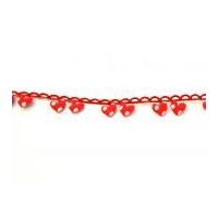 15mm spotty hearts garland ribbon red