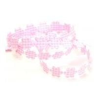15mm Gingham Padded Flower Garland Trimming Pink
