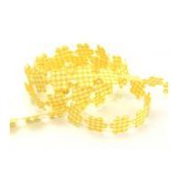 15mm Gingham Padded Flower Garland Trimming Yellow