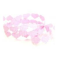 15mm Gingham Padded Hearts Trimming Pink