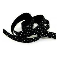 15mm spotty polka dot printed cotton ribbon tape blackwhite