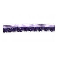 15mm Frilled Lace on Gingham Ribbon Trimming Purple