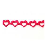 15mm Satin Cut-Out Hearts Trimming Fuchsia Pink