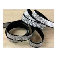 15mm Flat Lurex Metallic Elastic Silver