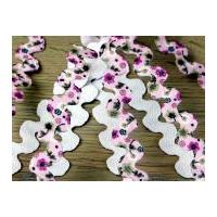 15mm floral patterned ric rac braid trimming pink lilac