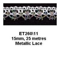 15mm Essential Trimmings Metallic Lace Trimming Purple
