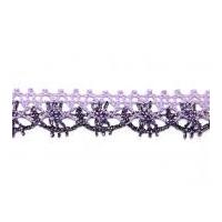 15mm Essential Trimmings Metallic Crochet Effect Lace Trimming Lilac