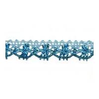 15mm Essential Trimmings Metallic Crochet Effect Lace Trimming Blue